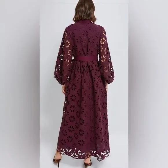 TUCKERNUCK Women’s Merlot Lace Calliope Dress Size L Long Balloon Sleeve Boho - Picture 3 of 16